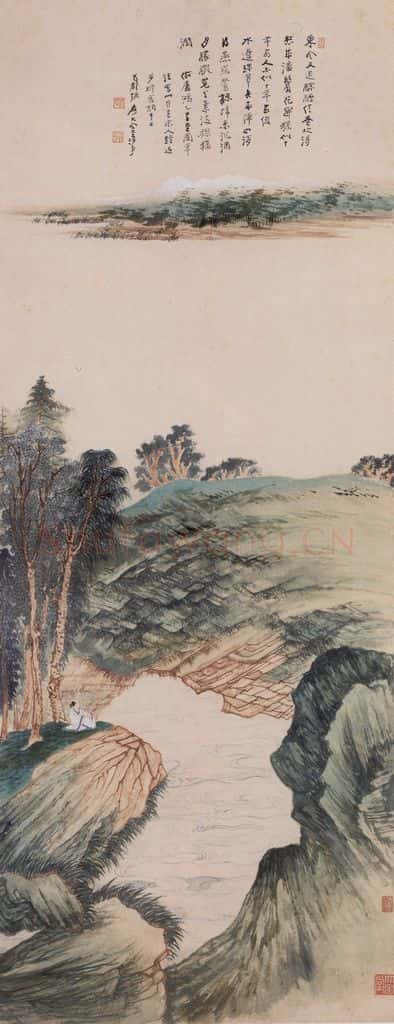  张大千《独对东风图轴》书画作品