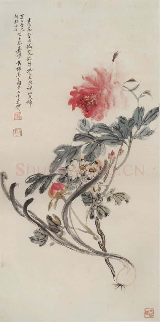  张大千《神仙富贵图轴》书画作品