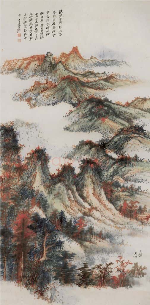 张大千《暮染霜林图轴》书画作品