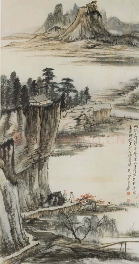 张大千《秋风旧痕图轴》书画作品