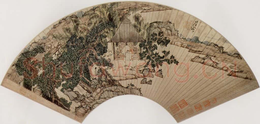 1638年 陈洪绶《烹茶图扇》书画作品