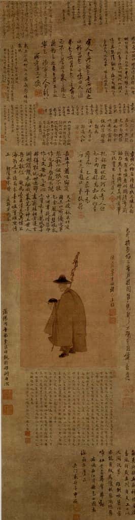 1639年 陈洪绶《摹李公麟乞士图轴》书画作品