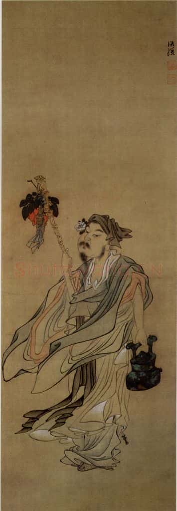 1639年 陈洪绶《阮修沽酒图轴》书画作品