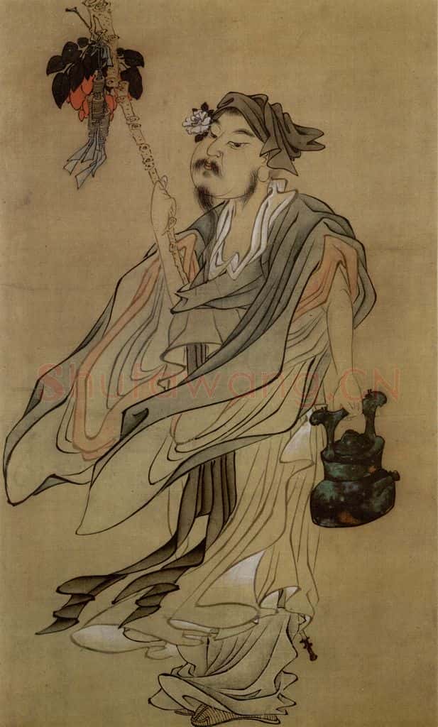 1639年 陈洪绶《阮修沽酒图轴》书画作品