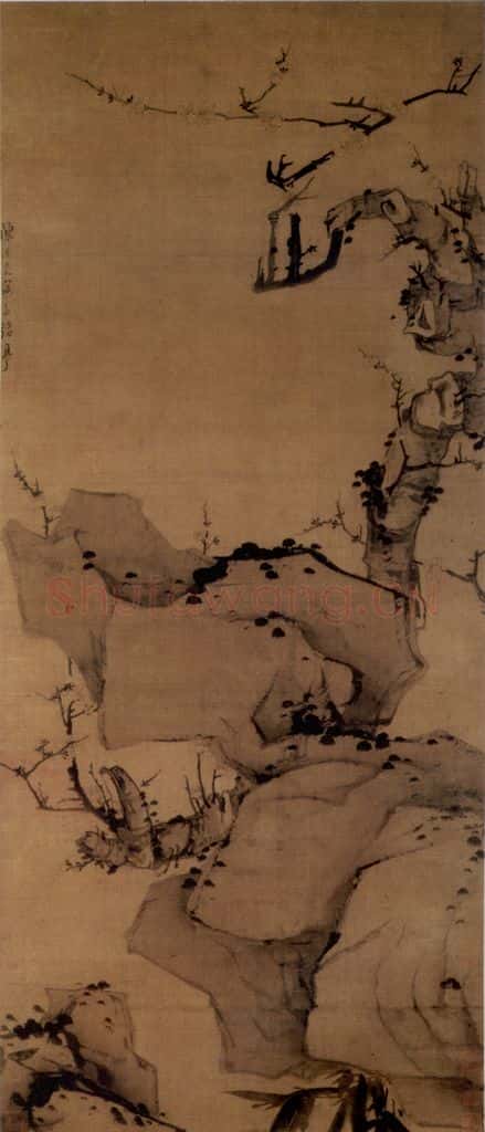 1639年 陈洪绶《梅石图轴》书画作品