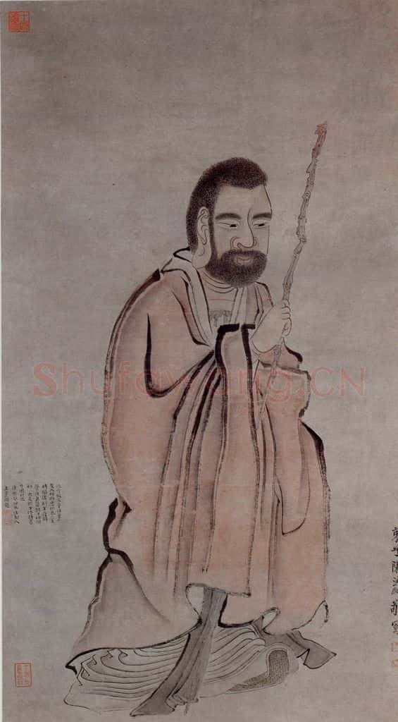 1645年 陈洪绶《达摩禅师像轴》书画作品