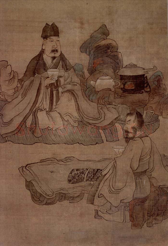 1645年 陈洪绶《品茶图轴》书画作品