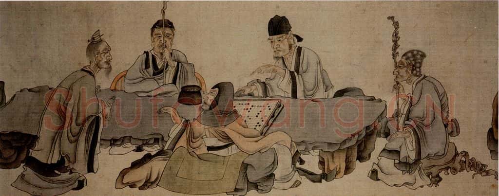 1646年 陈洪绶《华山五老图卷》书画作品