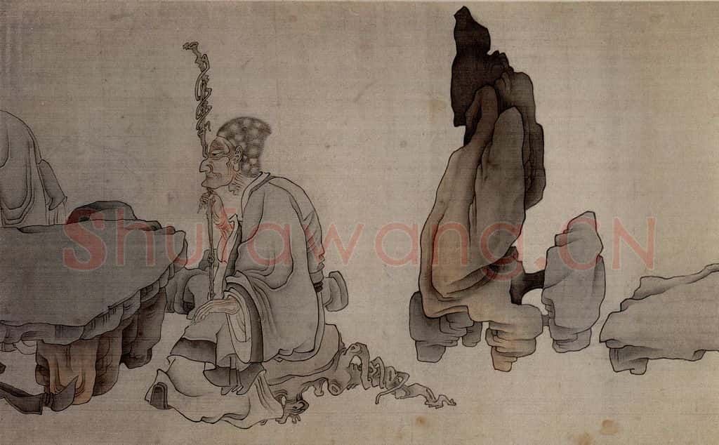 1646 陈洪绶《华山五老图卷》书画作品