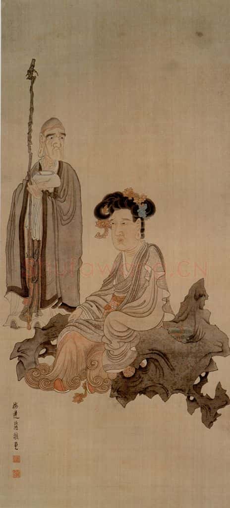 1647 陈洪绶《观音罗汉图轴》书画作品