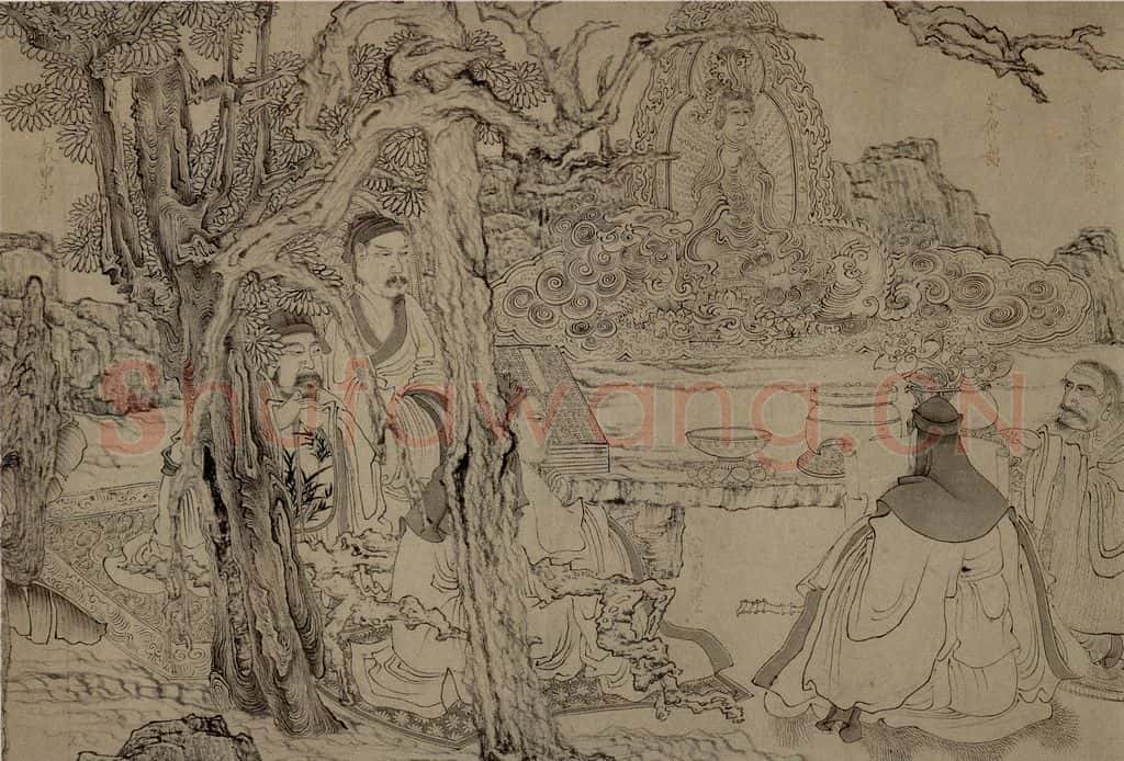1647 陈洪绶《雅集图卷》书画作品