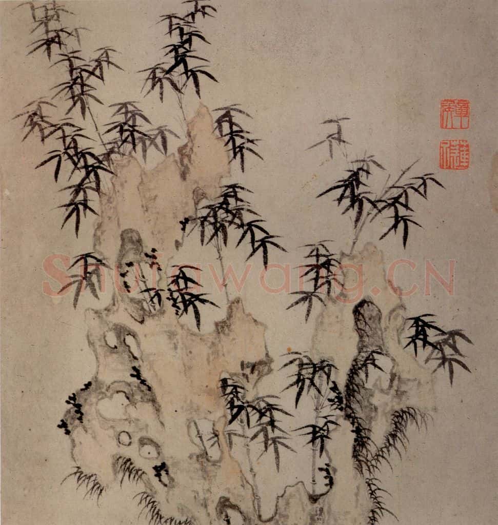 1647 陈洪绶《梅竹山水图册》书画作品