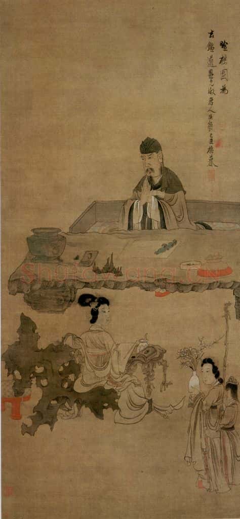 1649 陈洪绶《吟梅图轴》书画作品