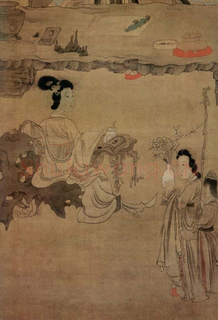 1649 陈洪绶《吟梅图轴》书画作品