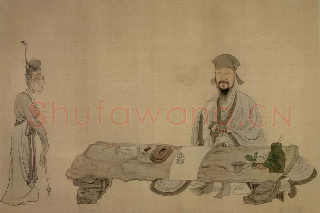 1649 陈洪绶《南生鲁四乐图卷》书画作品