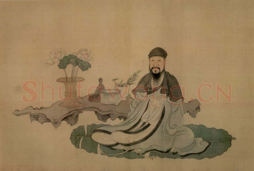1649 陈洪绶《南生鲁四乐图卷》书画作品