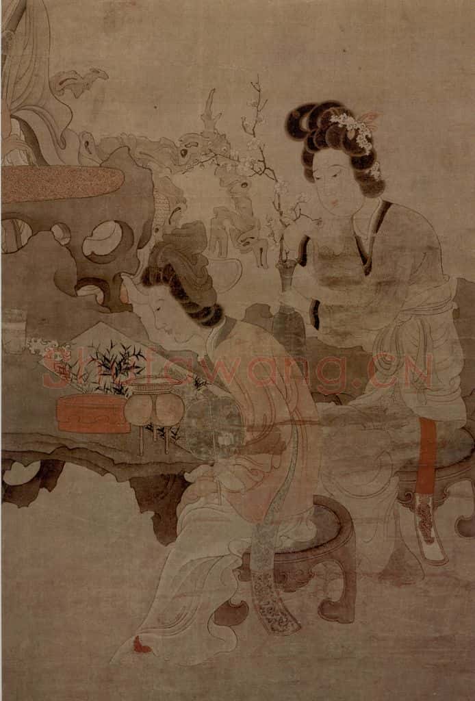 1649 陈洪绶《授徒图轴》书画作品