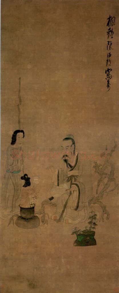 1649 陈洪绶《仙侣图轴》书画作品