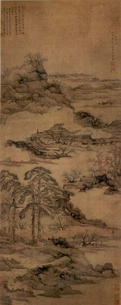 1649 陈洪绶《梅花书屋图轴》书画作品
