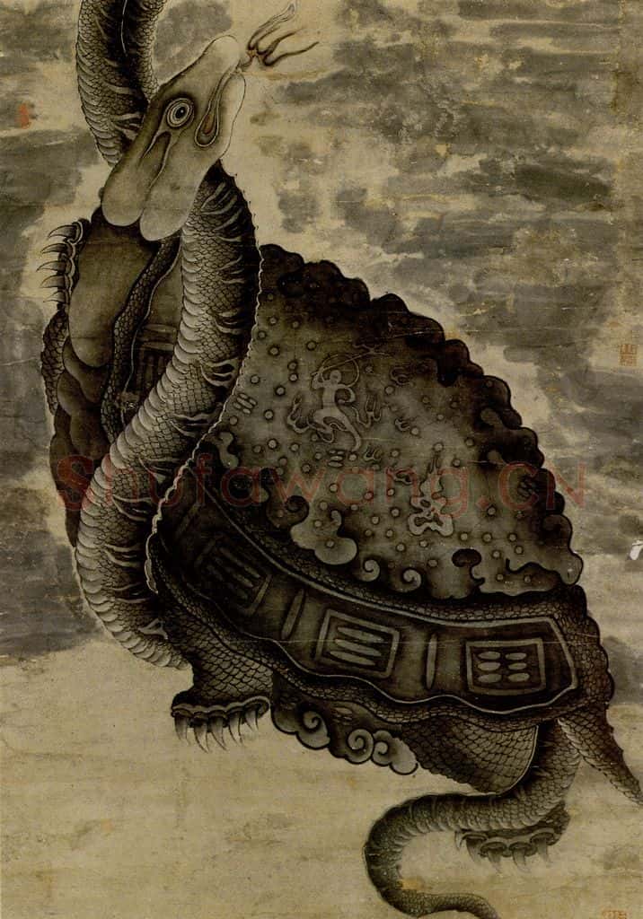 1609年 陈洪绶《龟蛇图轴》书画作品