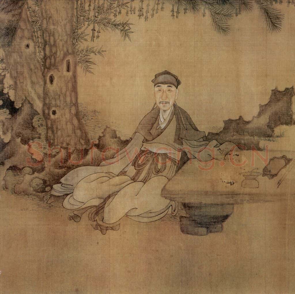 1649 陈洪绶《何天章行乐图卷》书画作品
