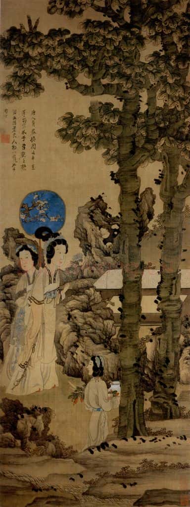 1649 陈洪绶《眷秋图轴》书画作品