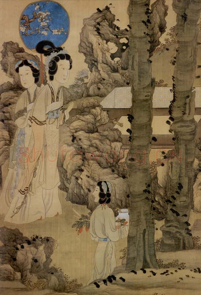 1649 陈洪绶《眷秋图轴》书画作品