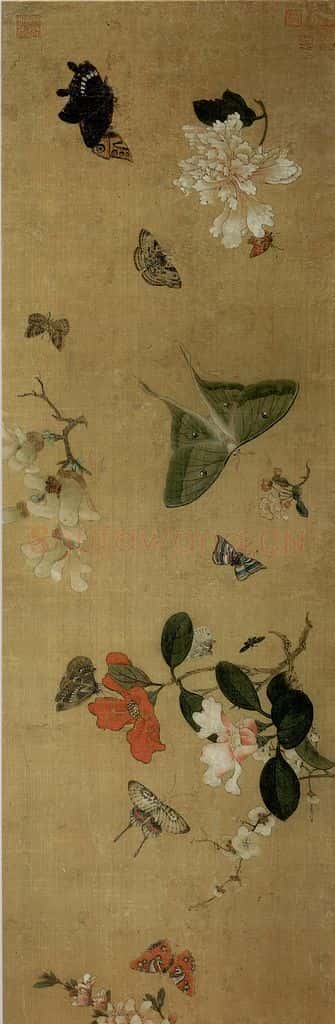 1649 陈洪绶《百蝶图卷》书画作品