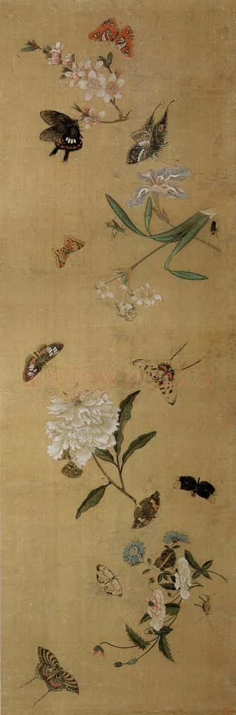 1649 陈洪绶《百蝶图卷》书画作品