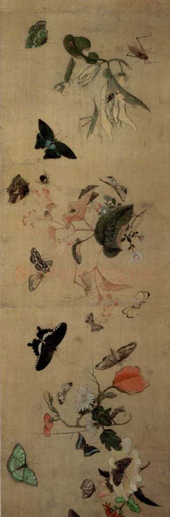 1649 陈洪绶《百蝶图卷》书画作品