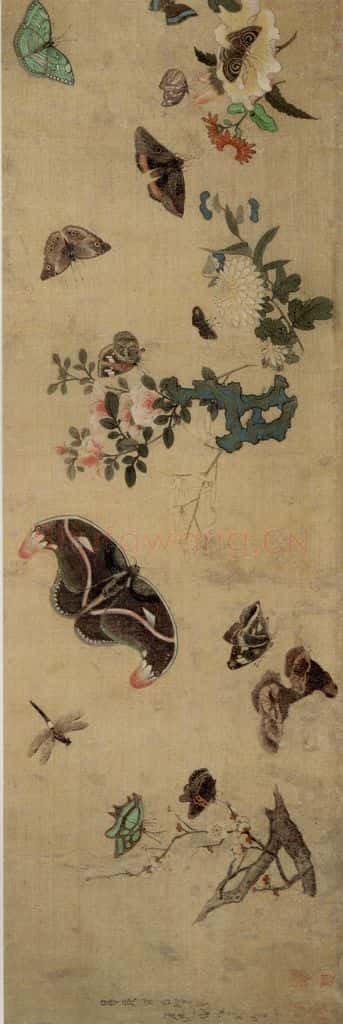 1649 陈洪绶《百蝶图卷》书画作品