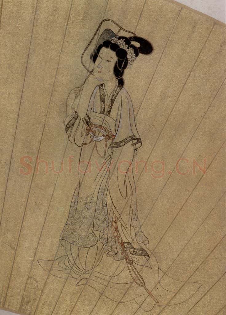 1650 陈洪绶《扑蝶图扇》书画作品