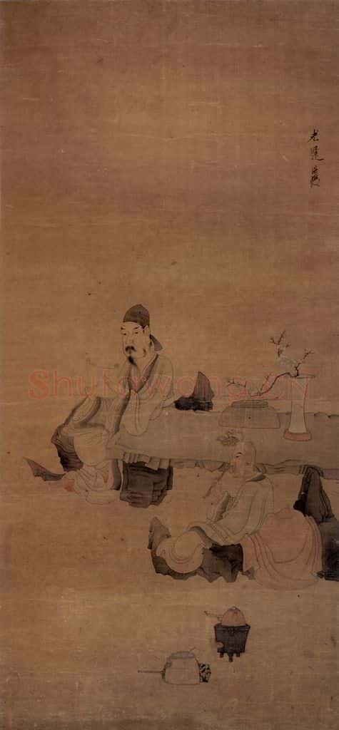 1651 陈洪绶《参禅图轴》书画作品