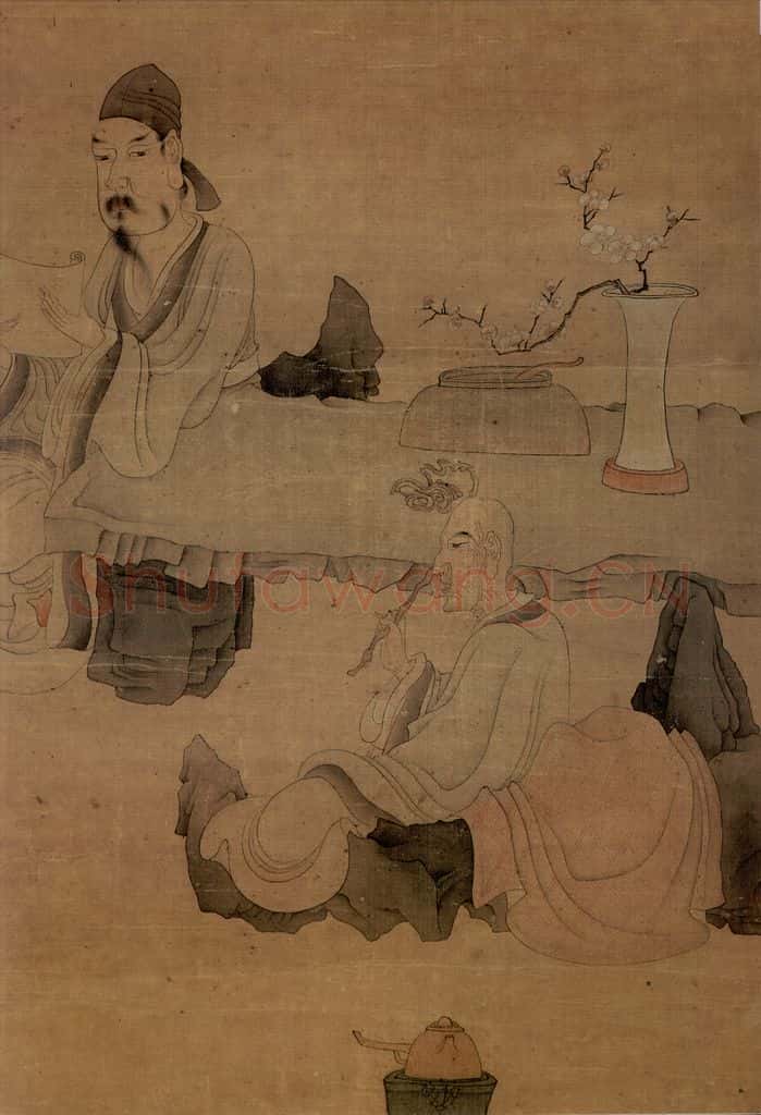 1651 陈洪绶《参禅图轴》书画作品