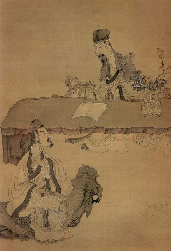 1651 陈洪绶《索句图轴》书画作品