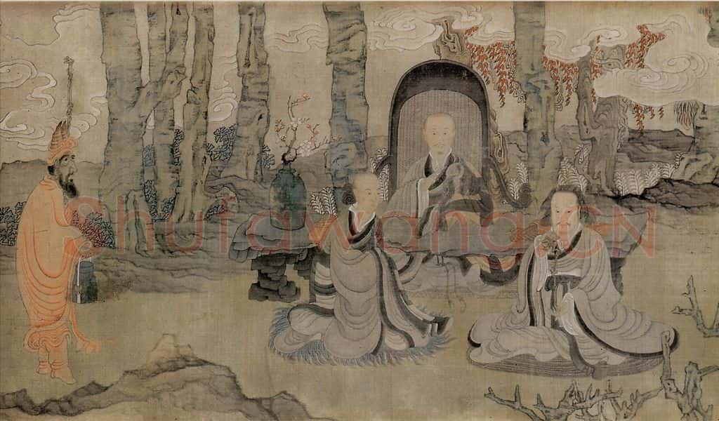 1651 陈洪绶《问道图卷》书画作品