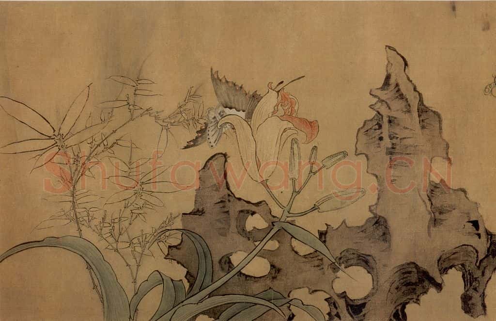 1651 陈洪绶《花鸟草虫图卷》书画作品
