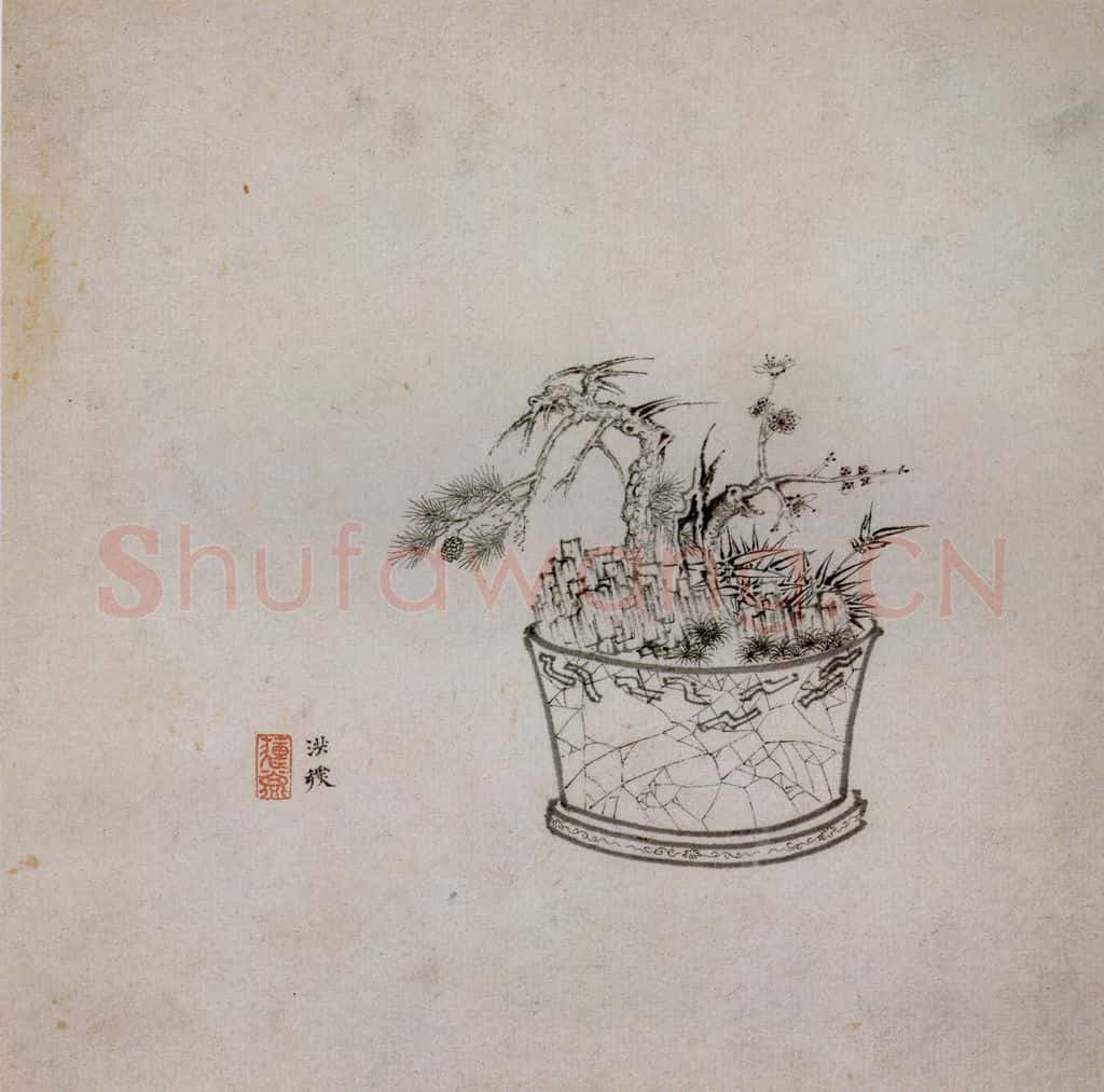 1619年 陈洪绶《模古图》书画作品
