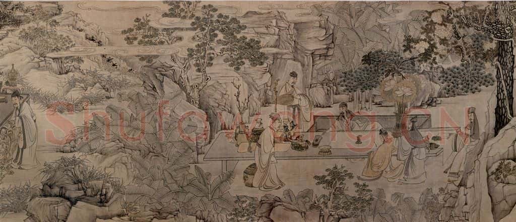 1725 陈洪绶《西园雅集图卷》书画作品