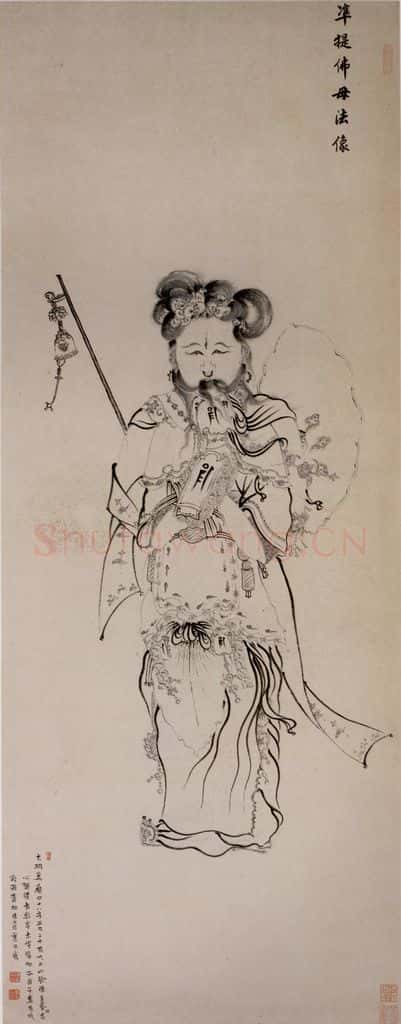 1620年 陈洪绶《凖提佛母法像轴》书画作品
