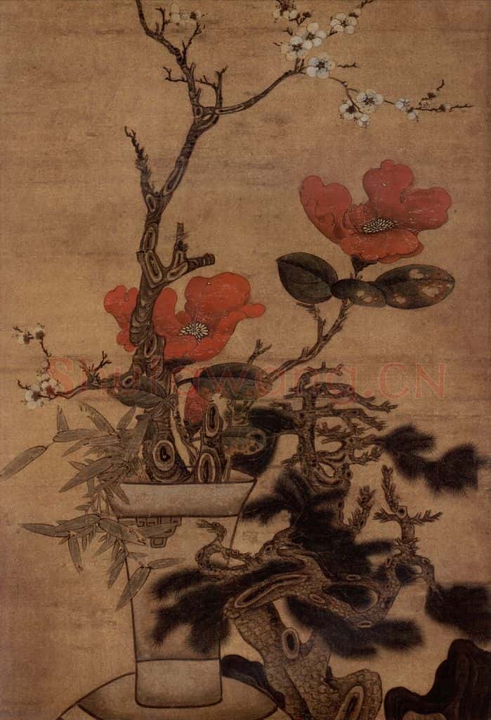 1631年 陈洪绶《岁朝清供图轴》书画作品