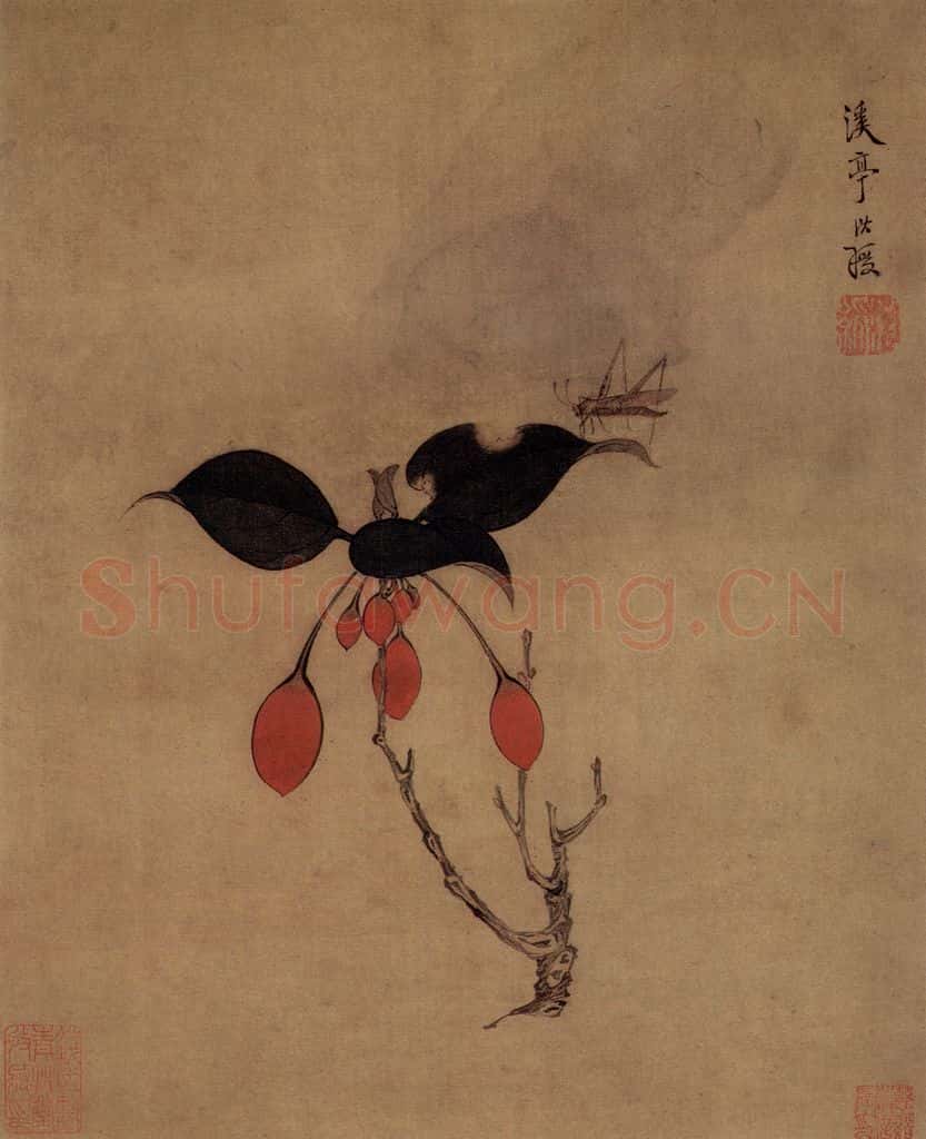 1633年 陈洪绶《花鸟图册》书画作品
