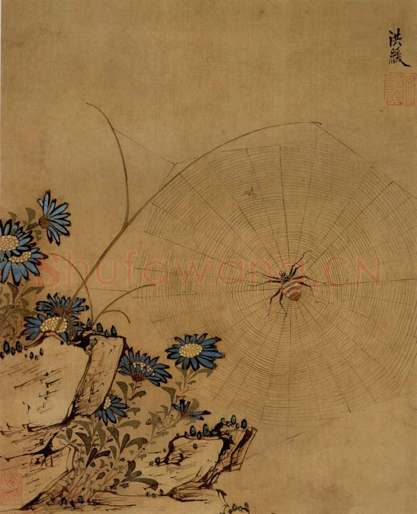 1633年 陈洪绶《花鸟图册》书画作品