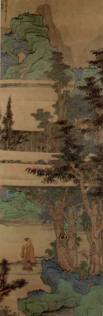 1633年 陈洪绶《山水人物图轴》书画作品