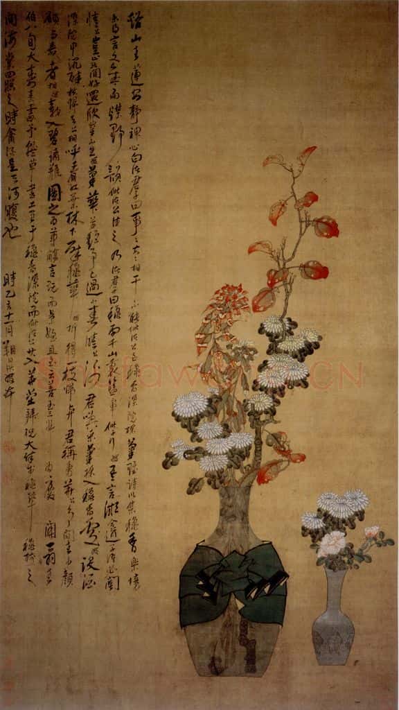 1635年 陈洪绶《冰壶秋色图轴》书画作品