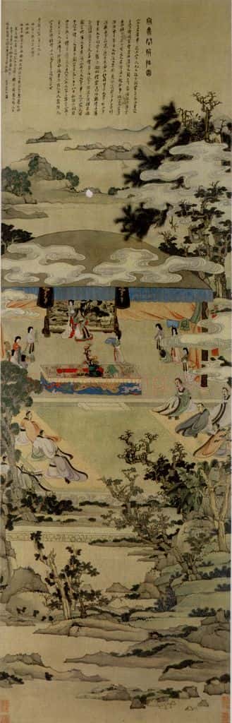 1638年 陈洪绶《宣文君授经图轴》书画作品