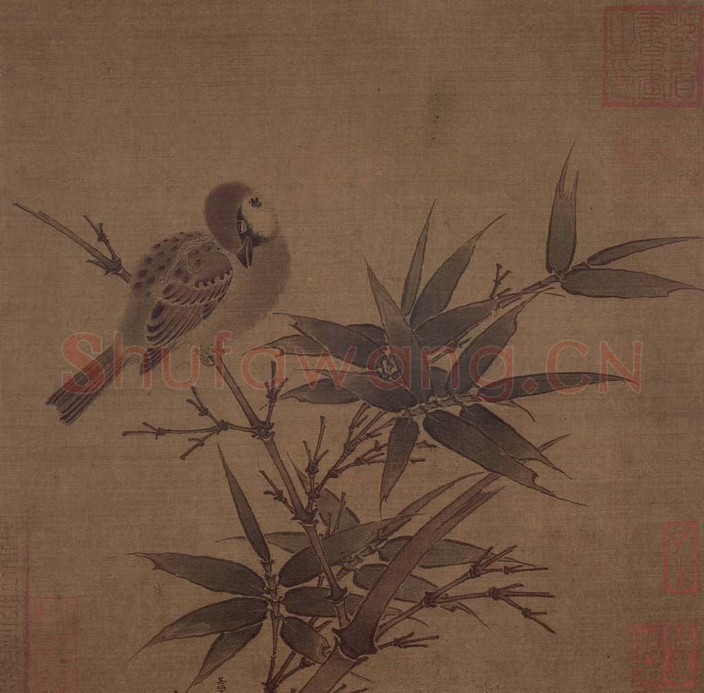 南宋 吴炳《竹雀图页》书画作品