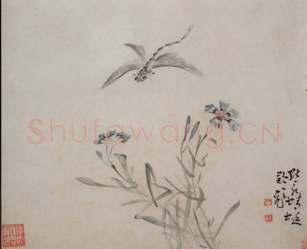 清 黄慎《花鸟草虫册》书画作品