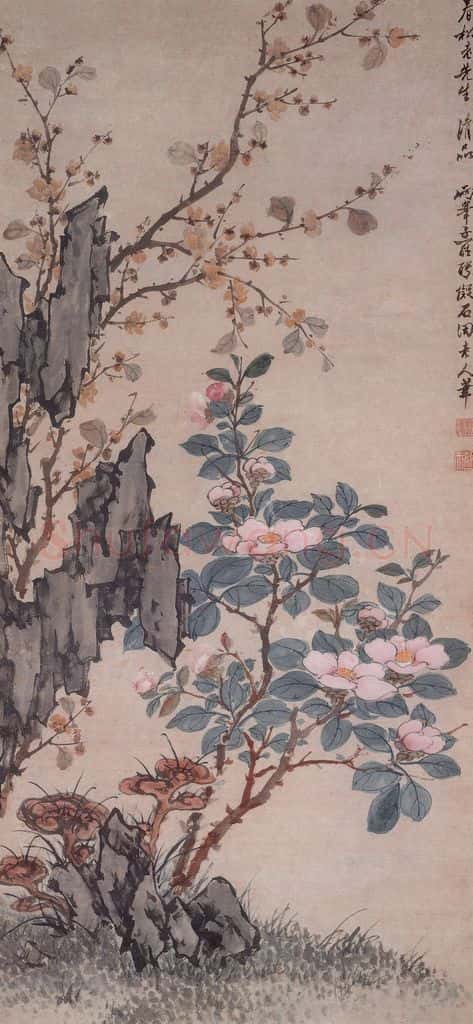 清 罗聘《花卉轴》书画作品