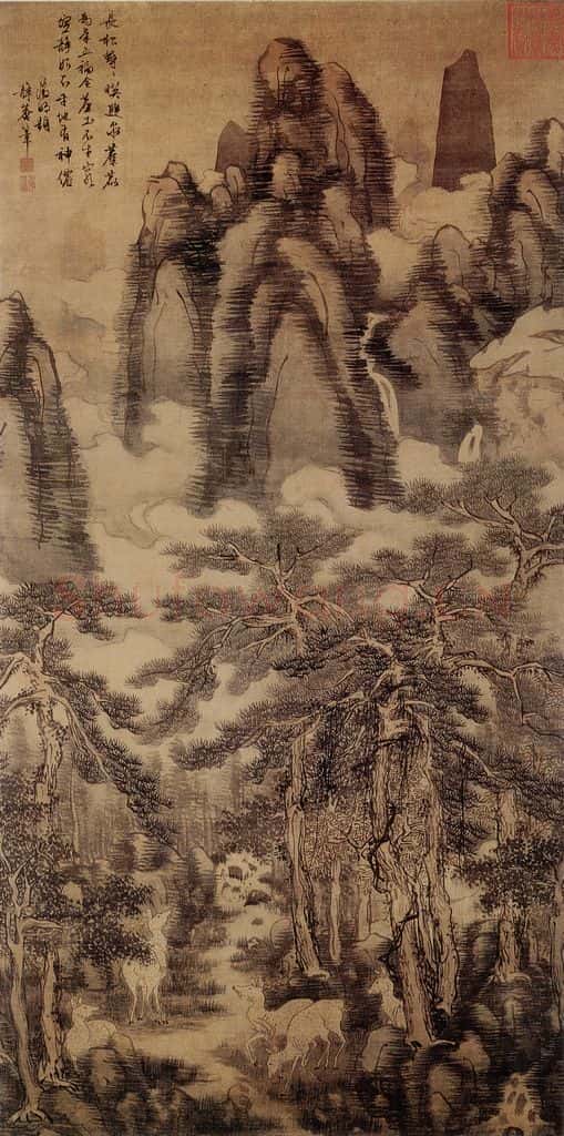 明 戴进 长松五鹿图 书画作品